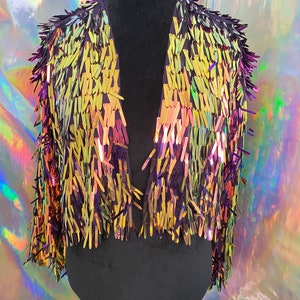 Purple Iridescent Sword Sequin Jacket / Sequin Kimono/ Tinsel - Etsy