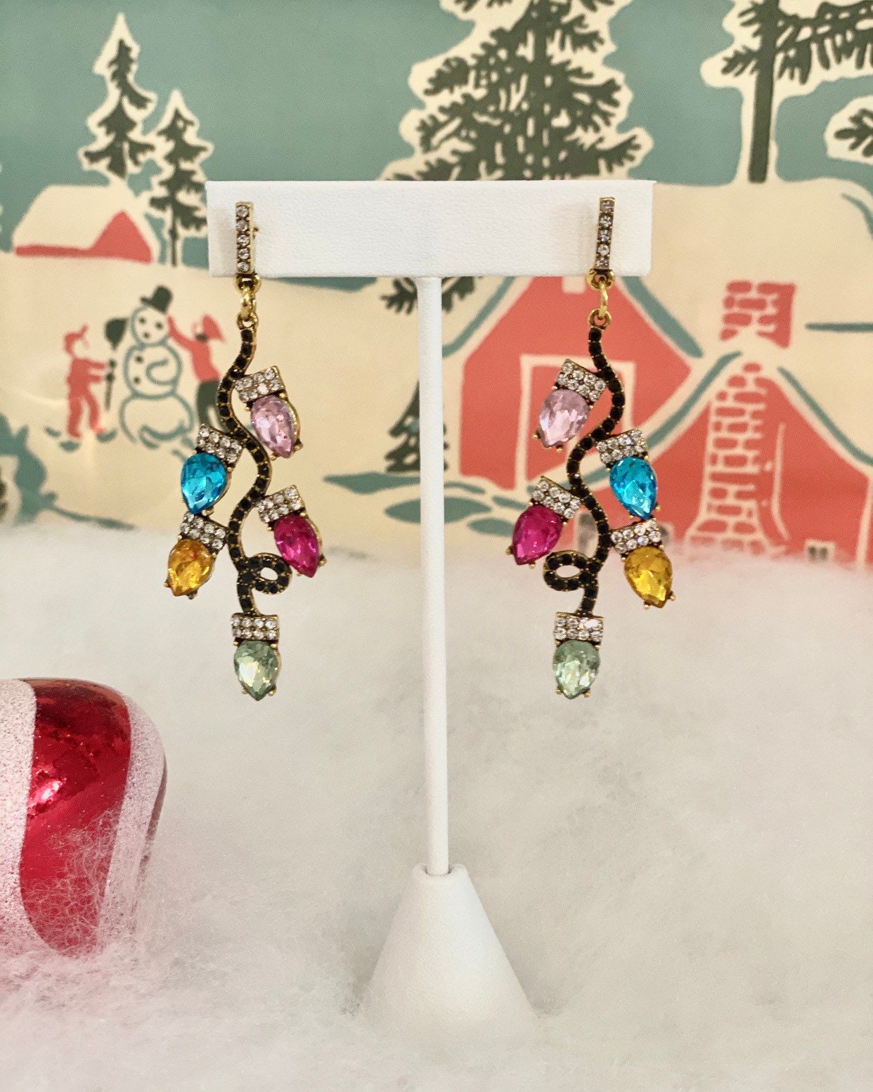 Christmas lights Festival of lights earrings tacky Christmas