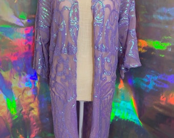 Lavender Boho chic Robe/ Mesh plus Sequin Jacket / sequin kimono/ Sequin Robe• kimono• • More colors available!