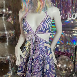 Custom Sequin Set • build your own Rave wear • fairy Aesthetic • rave fashion • Rave bra  •  iridescent sequin • more colors available