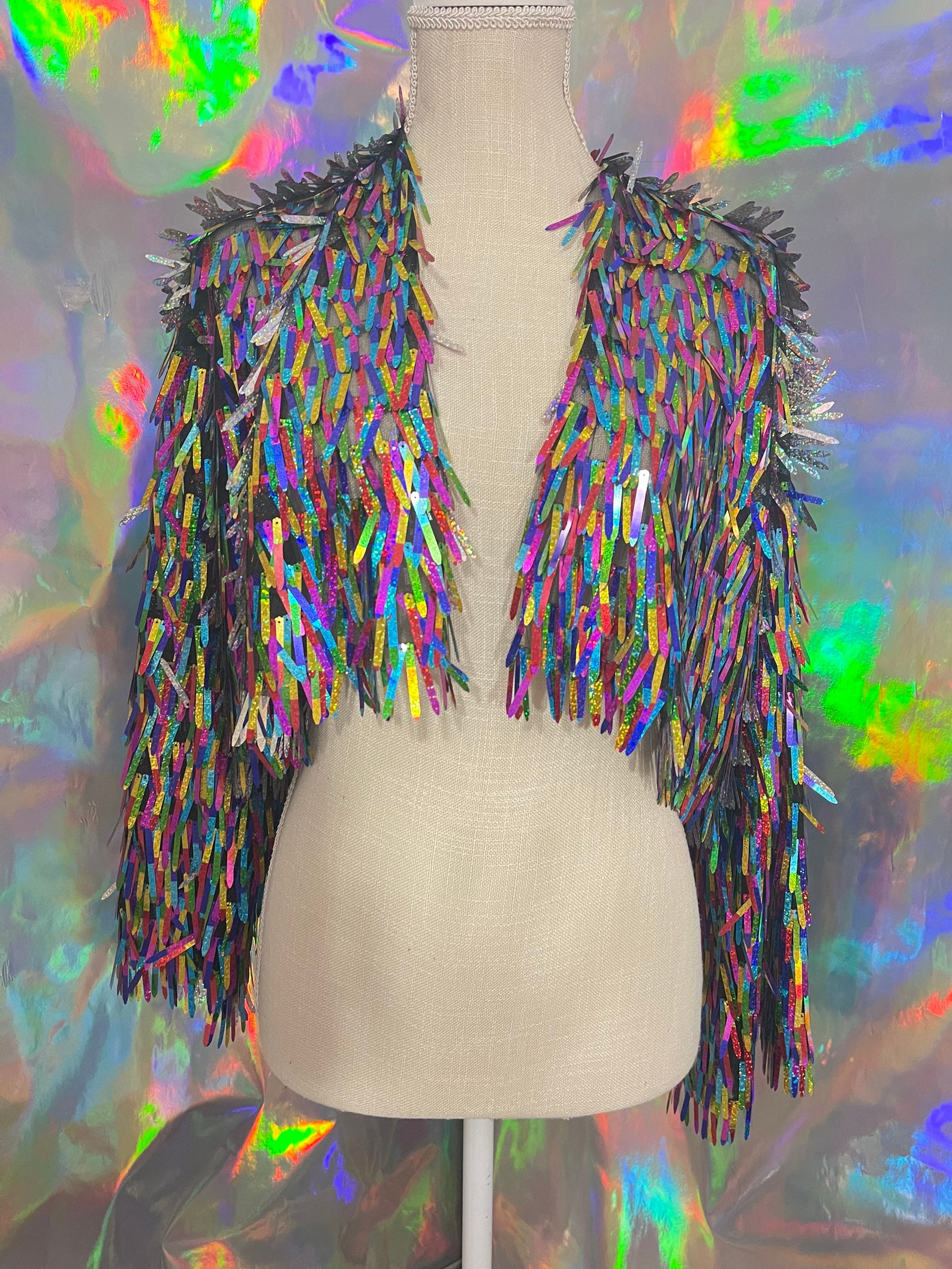 Rainbow Sequin Pride Jacket Pride Jacket Rainbow Cropped - Etsy