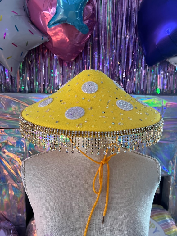 Custom Stained Glass Sun Hat – White, Yellow & Black Festival Hat Adjustable Sun Catcher Hat - Etsy main image 3