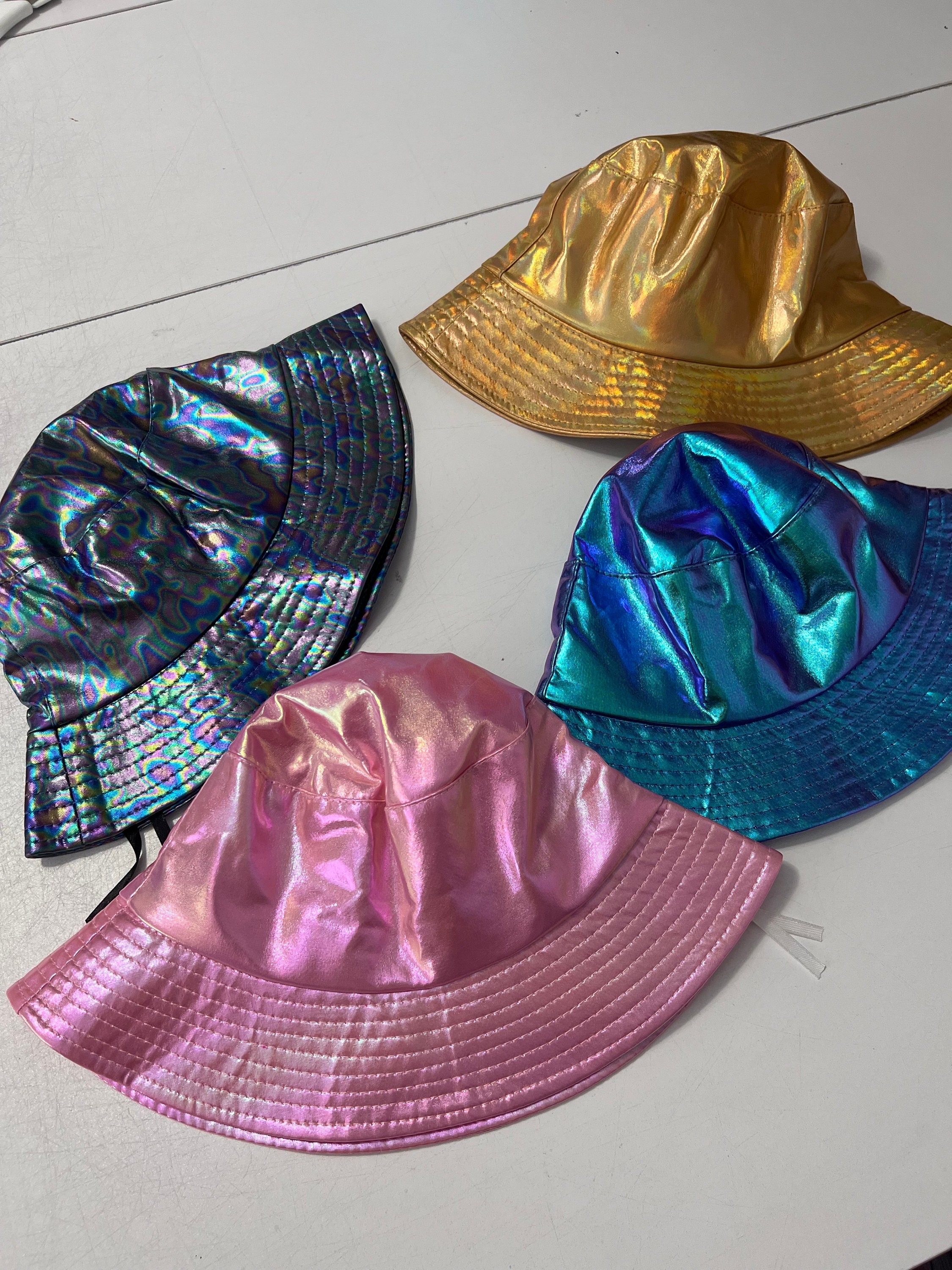 Metallic Bucket Hat Waterproof Holographic Sun Cap Retro Y2K Disco Holographic Bucket Hat - Etsy main image 4