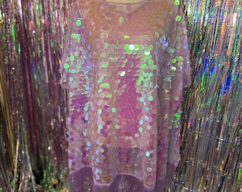 Vestido caftán de lentejuelas personalizado • Mumu con flecos para festivales