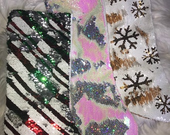 Merry Christmas Stocking • Glitter Flip Sequin holiday Stockings • Christmas Gift