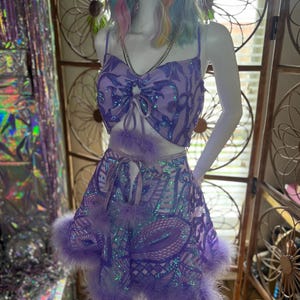 Custom Sequin Top and Skirt set • Rave wear • fairy dress • Rave fashion • iridescent sequin • fluffy skirt • more colors available