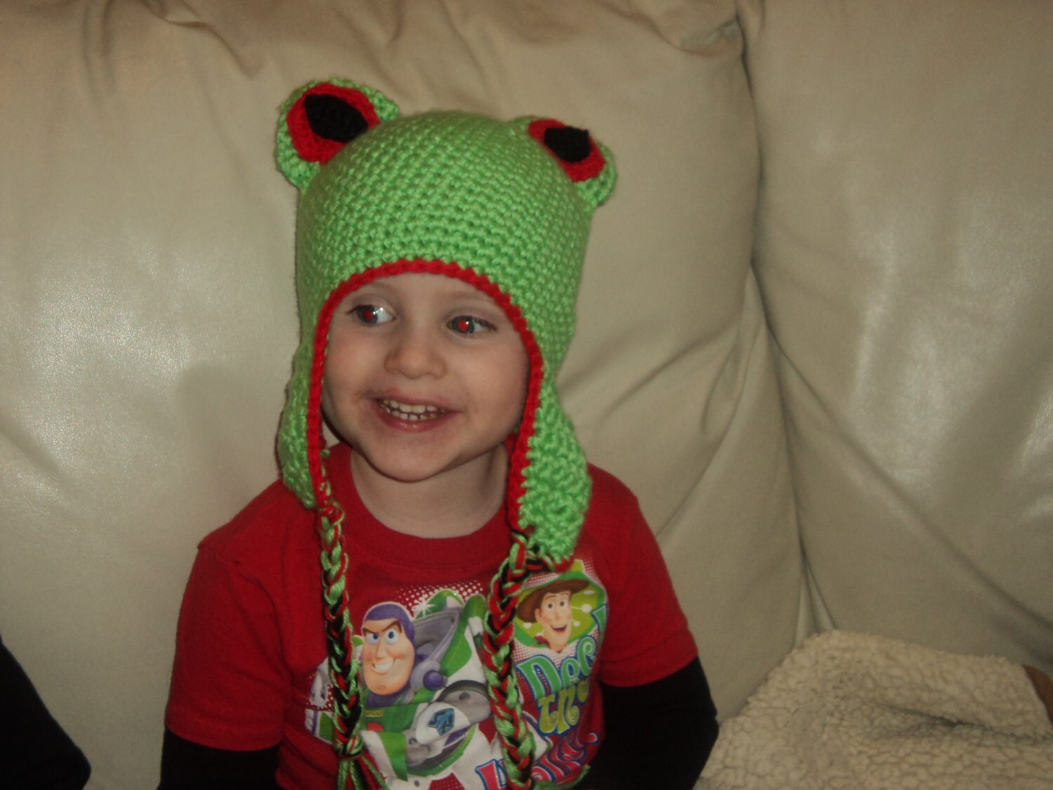 Red Eyed Tree Frog Crocheted Hat With Earflaps and Braids: Big - Etsy