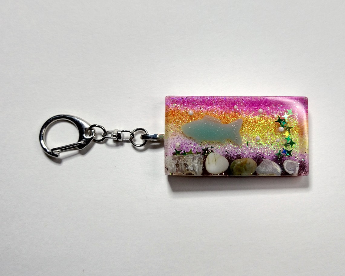 Vaporwave Aquarium Resin Keychain Kawaii Keychain Indie Etsy