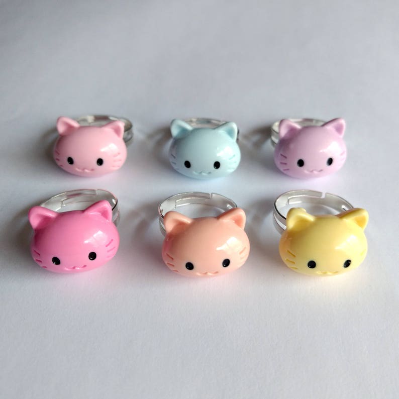 Pastel Kitty Adjustable Ring Kawaii Ring Kawaii Jewelry Fairy Etsy
