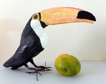 Brazilian Toucan - handmade paper mache sculpture - decoration for nature lovers