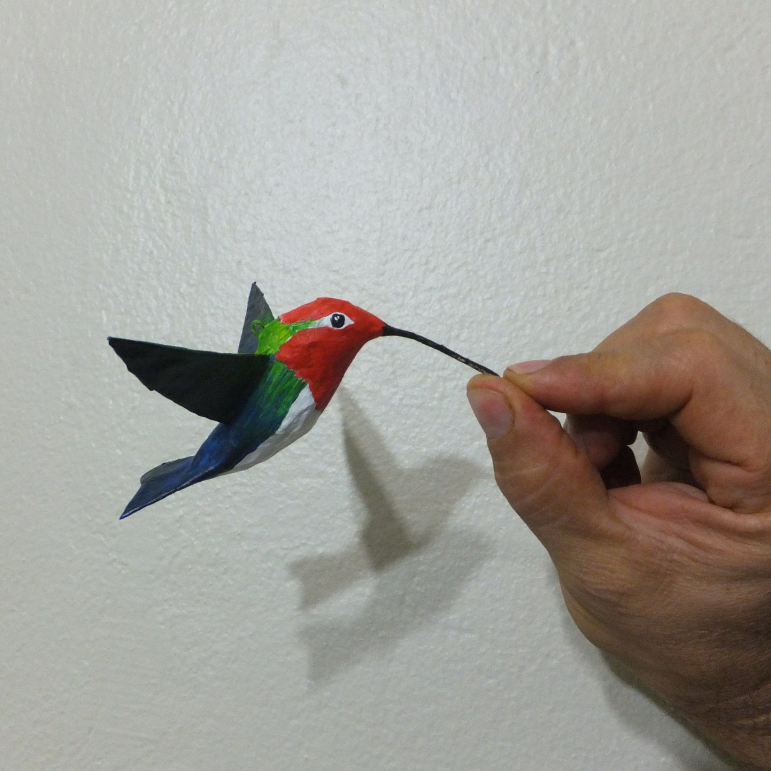 Hummingbird Papermache Bird Sculpture Handmade Realistic Ornaments Etsy