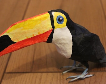 Hand Made Paper Marche Bird Sculpture Brazilian Toucan