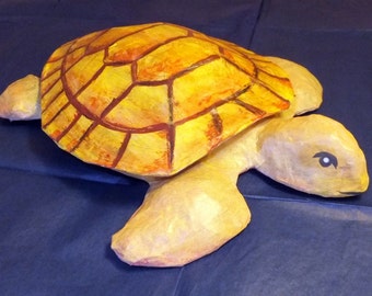 Paper mache TURTLE jewellery box - tortoise