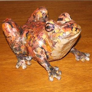 Frog sculpture, paper mache frog, papier mache frog, frog home decor, eco freindly image 1