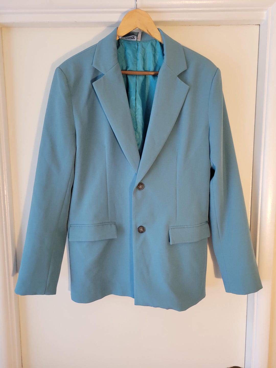 2000s Sports Coat, Bright Turquoise, Polyester, Funky! - Etsy