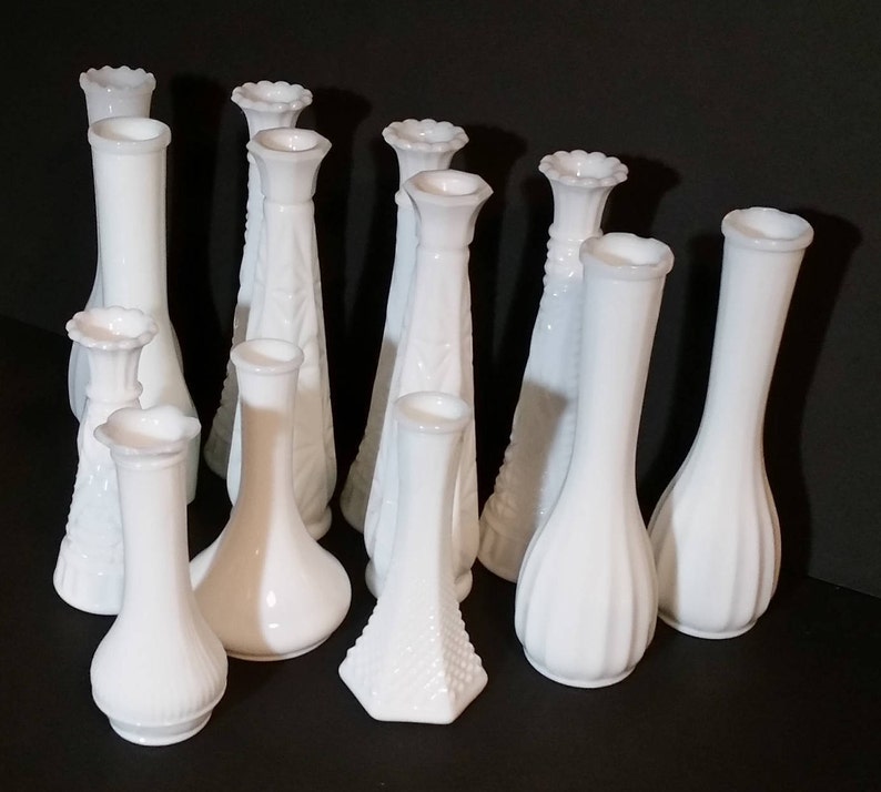 Vintage milk glass bud vases white vases hobnail vase 13 Etsy
