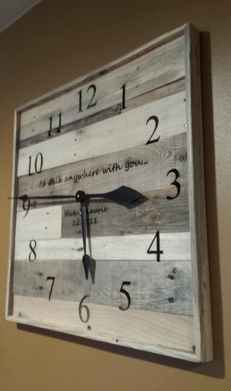 24 Personalized Wall Clock Anniversary Clock Laser Etsy