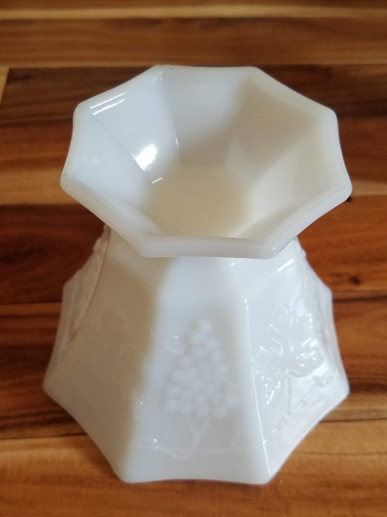 White Milk Glass Compote Grape Design Colony Harvest Footed Etsy