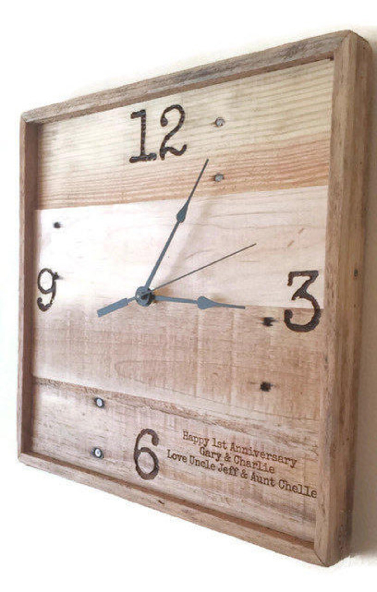Laser Engraved Wood Clock Personalized Anniversary Clock Etsy