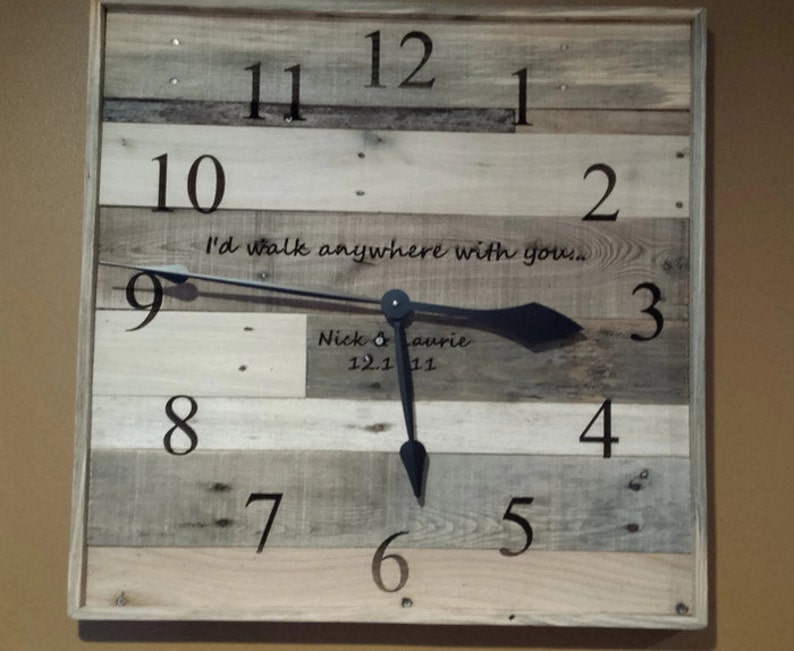 24 Personalized Wall Clock Anniversary Clock Laser Etsy