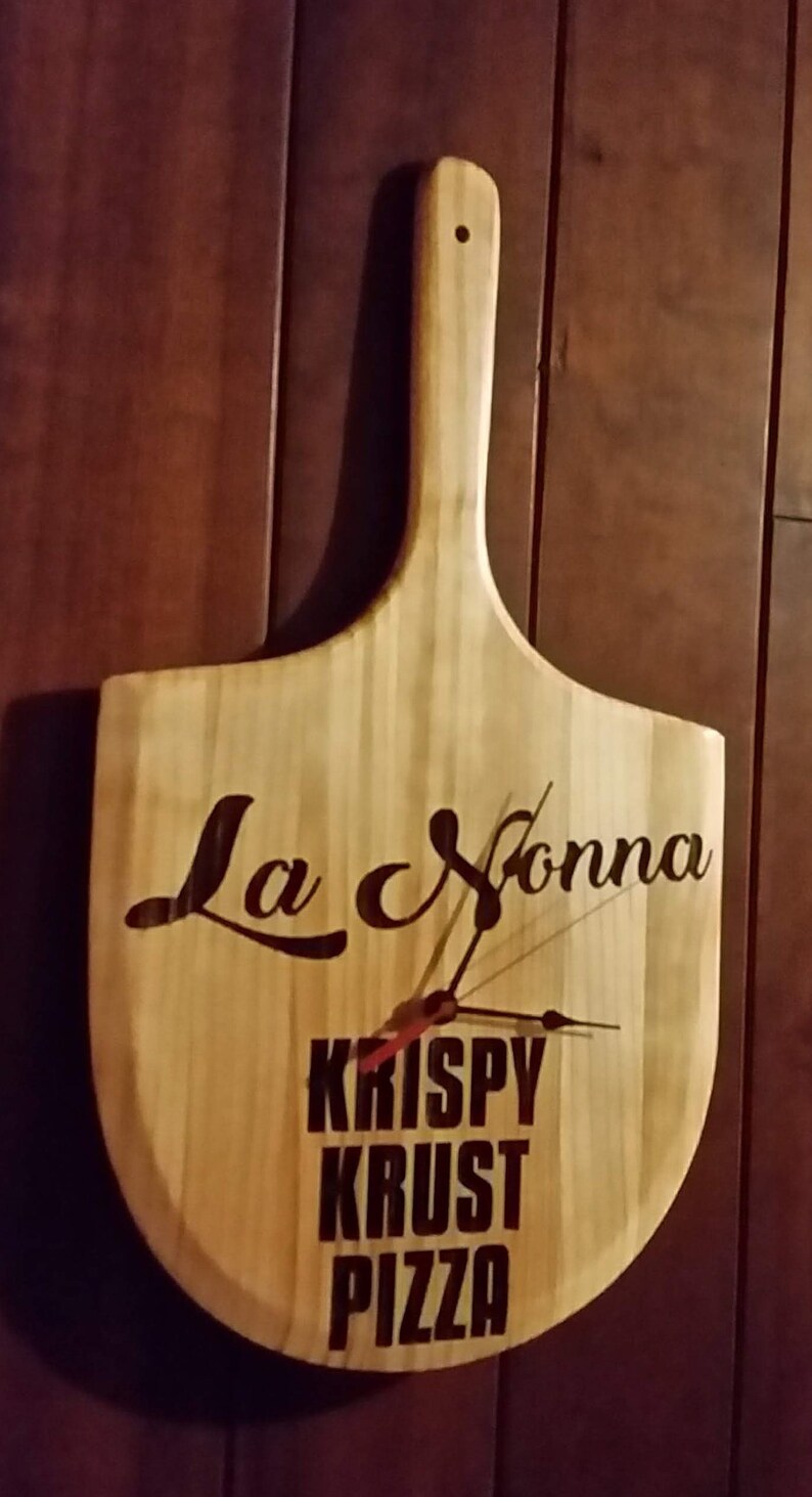 Personalized Pizza Paddle Wall Clock Laser Engraved Pizza Peel Etsy