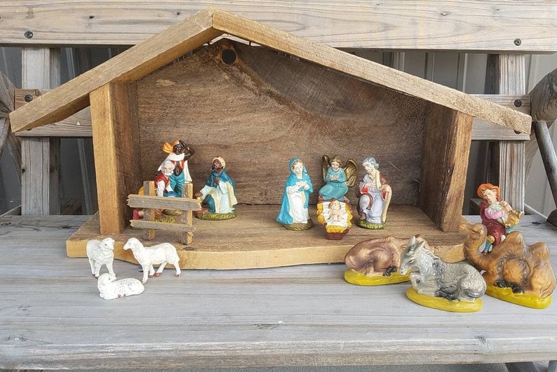 Vintage Nativity set Nativity Scene large Wooden Christmas Etsy