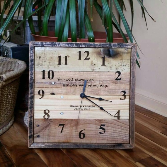 Reclaimed wood wall clock Personalized clock Wedding gift Etsy