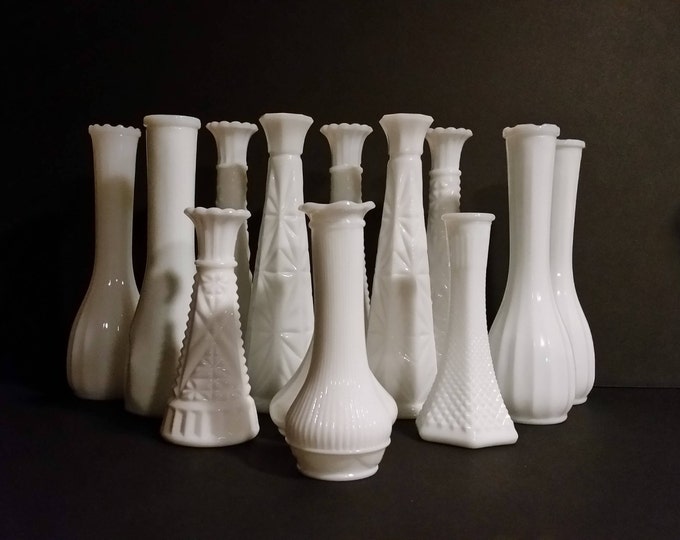 Milk Glass Vase White Bud Vases Milk Glass Centerpiece 13 Etsy