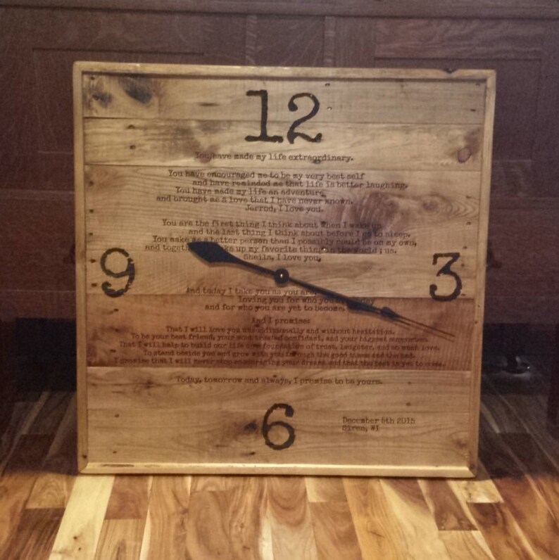 Framed wedding vows Wedding Vow wall clock 30 x Etsy