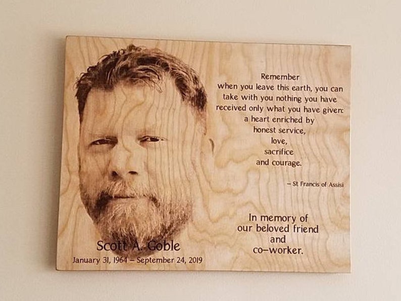 Memorial gift In Memory Gifts laser engraved wood photo Etsy