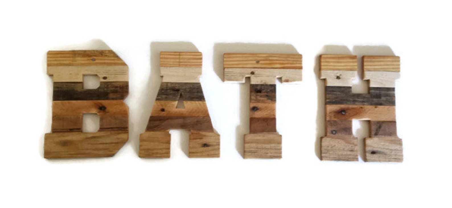 Bath Word Bathroom Wall Decor Reclaimed Wood Letters Rustic Etsy