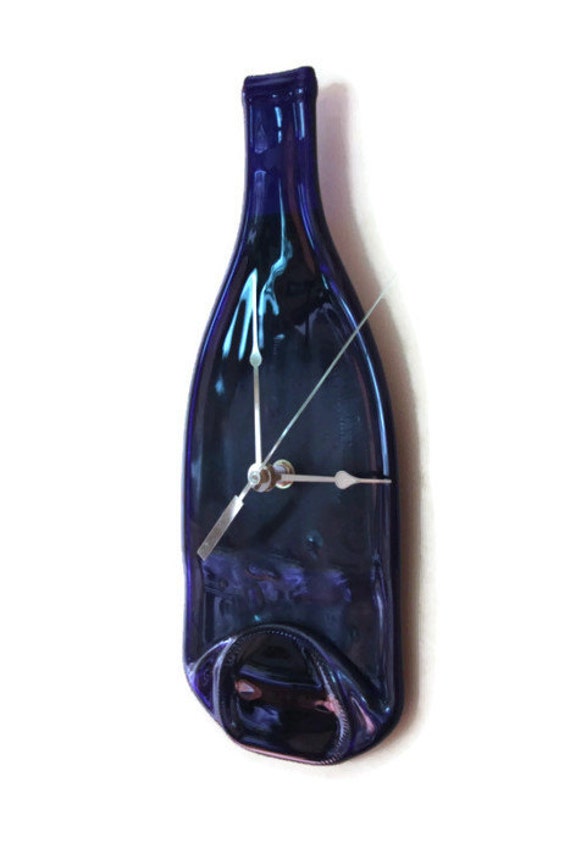 Recycled Melted Wine Bottle Wall Clock Cobalt Blue glass Etsy