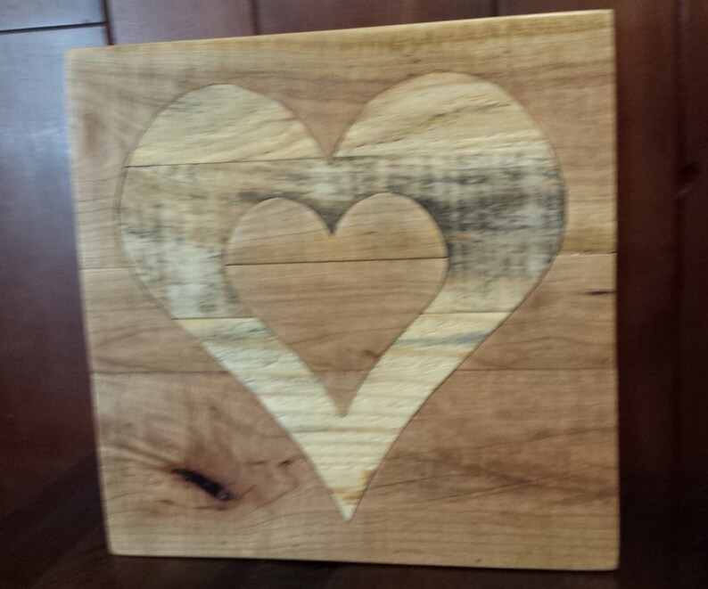 Rustic wood heart wood inlay heart pallet heart reclaimed Etsy