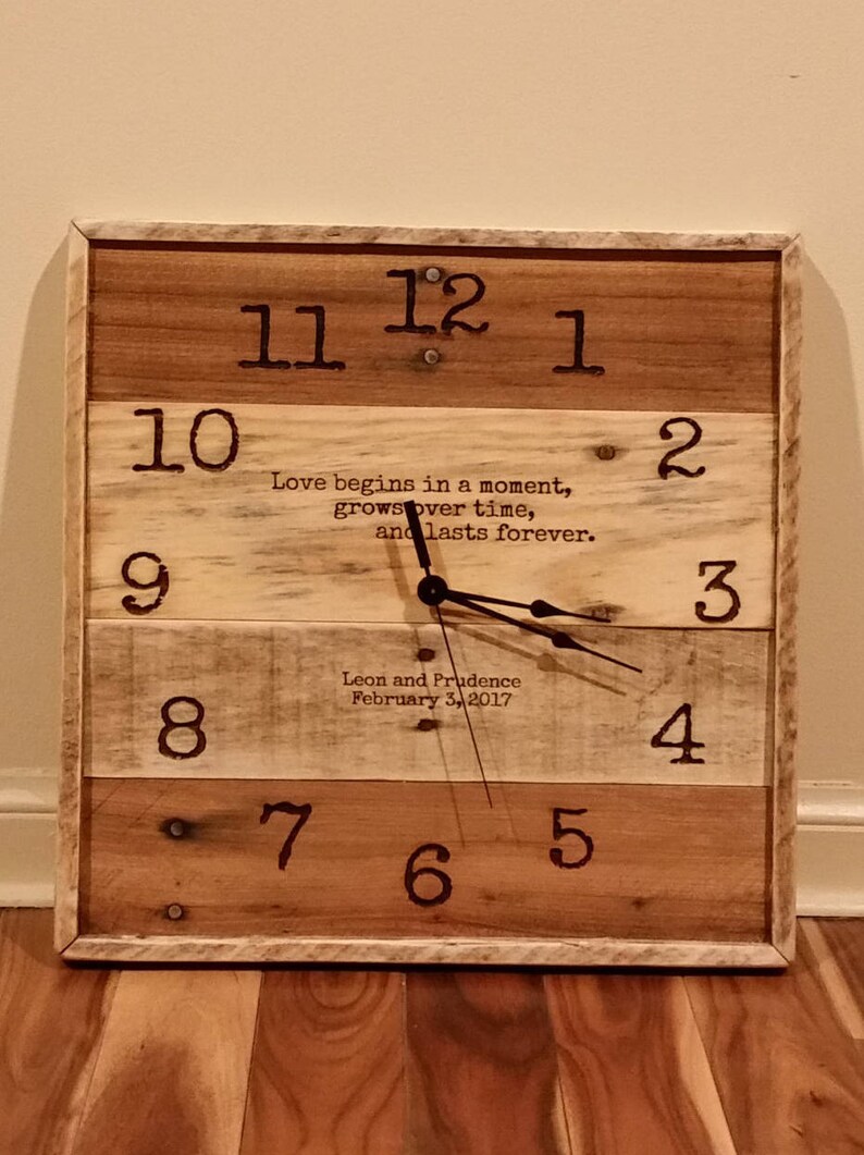Personalized clock laser engraved wall clock 15 pallet Etsy