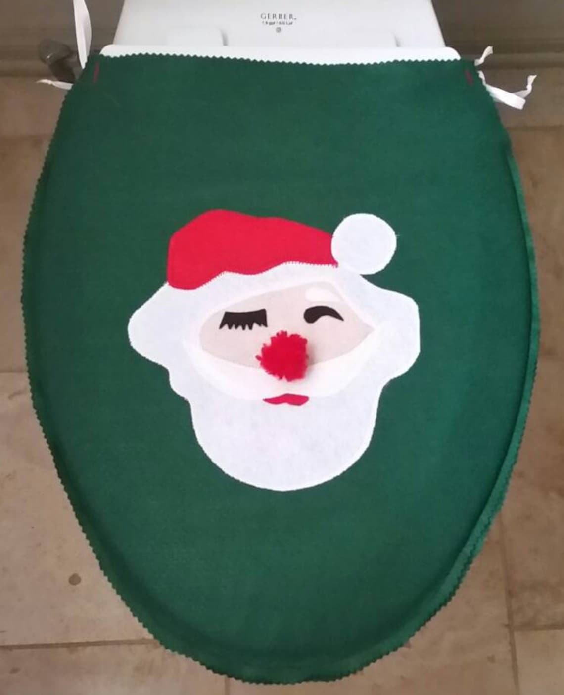 Santa Toilet Seat Cover Hiding Eyes Felt red green white Etsy