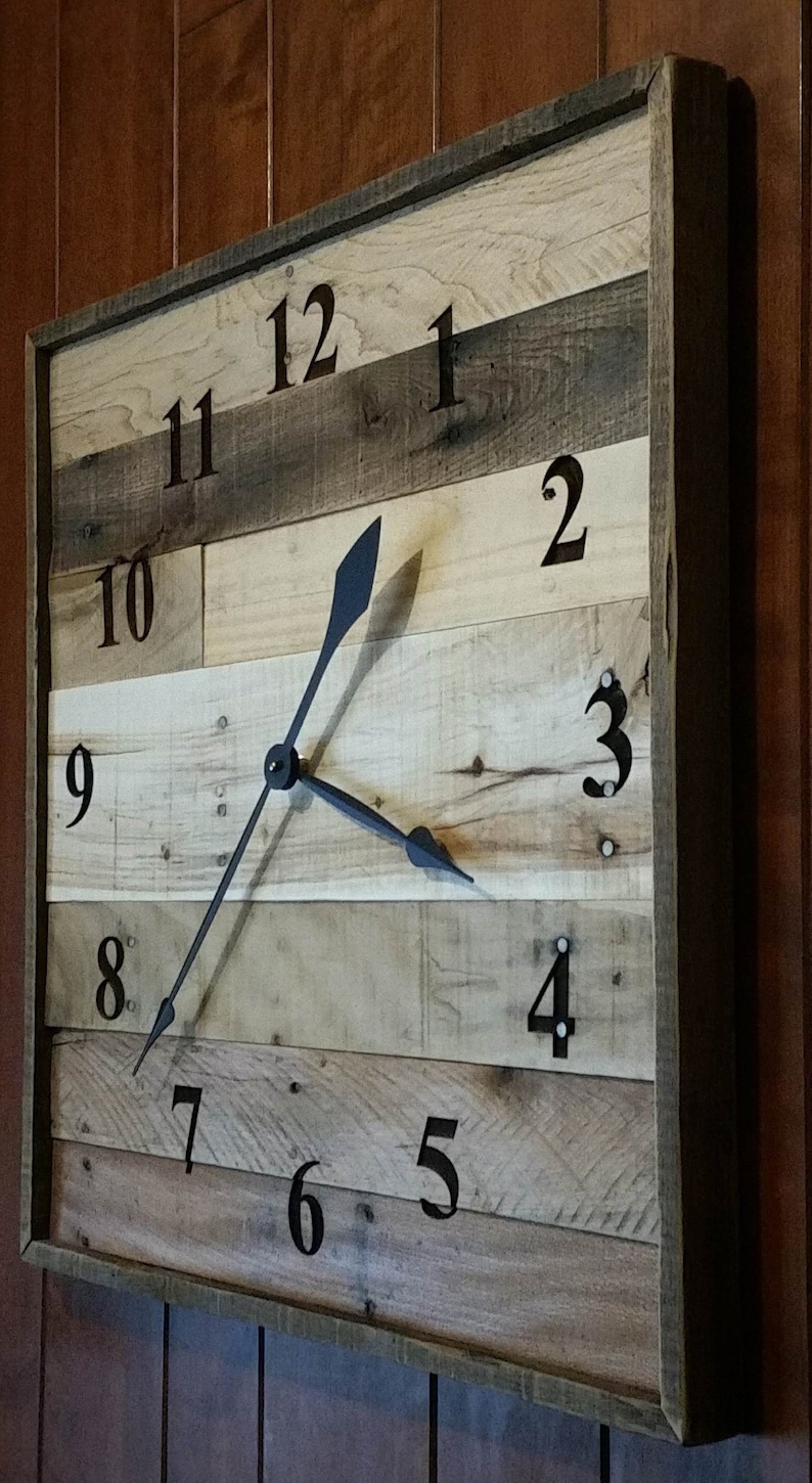 LARGE 24 square wood wall clock Pallet Wood Clock laser Etsy