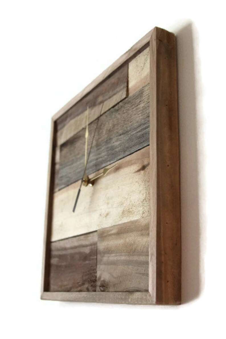 Rustic Wall Clock Square Wall clock Reclaimed Wood Clock Etsy