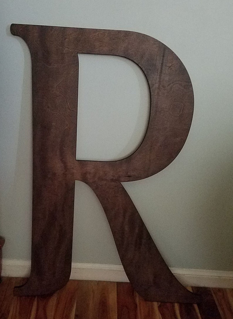 Large Wood Letter 36 Stained Letter Choice Font Wooden Etsy
