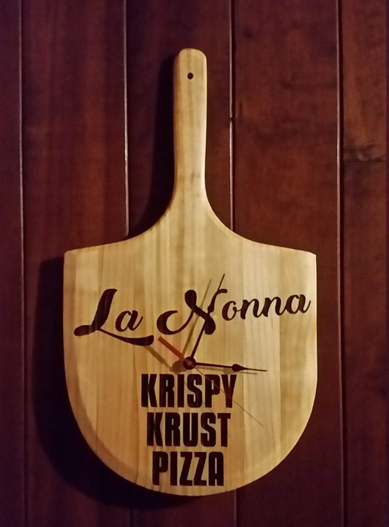 Personalized Pizza Paddle Wall Clock Laser Engraved Pizza Peel Etsy