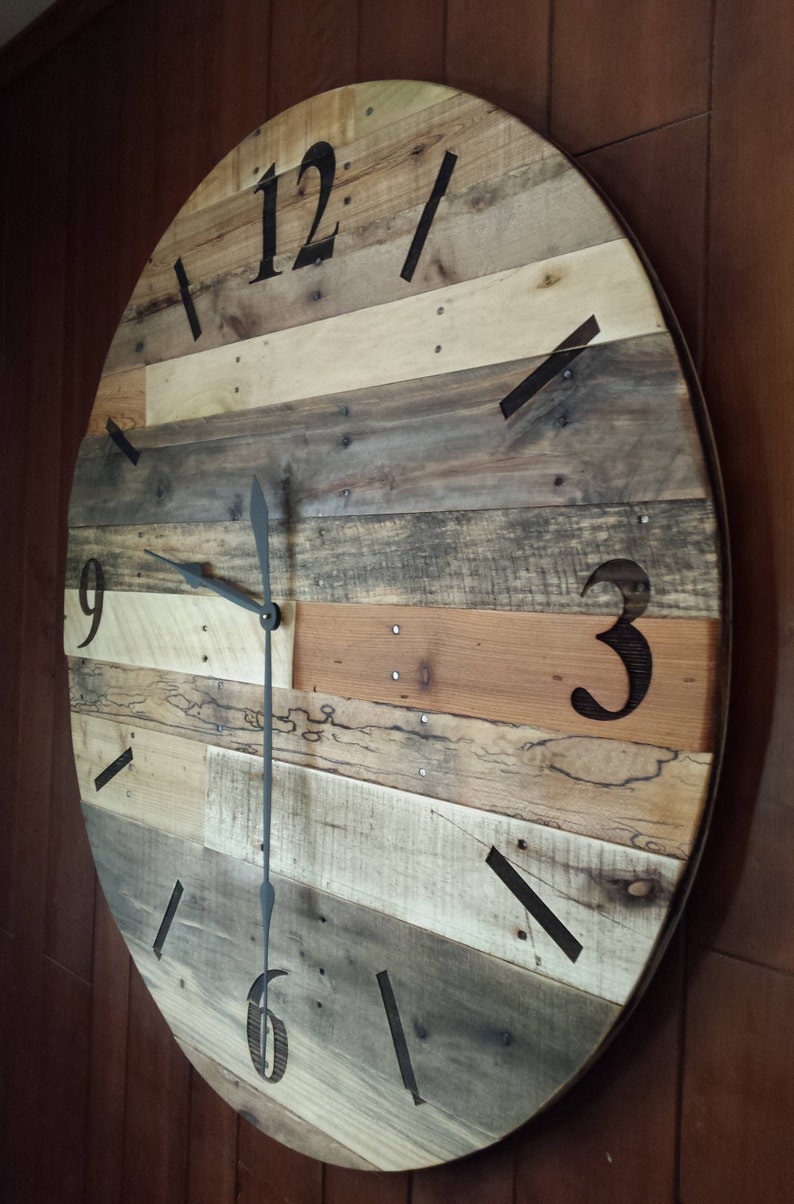 Large round wall Clock 42 ROUND pallet wood wall clock Etsy