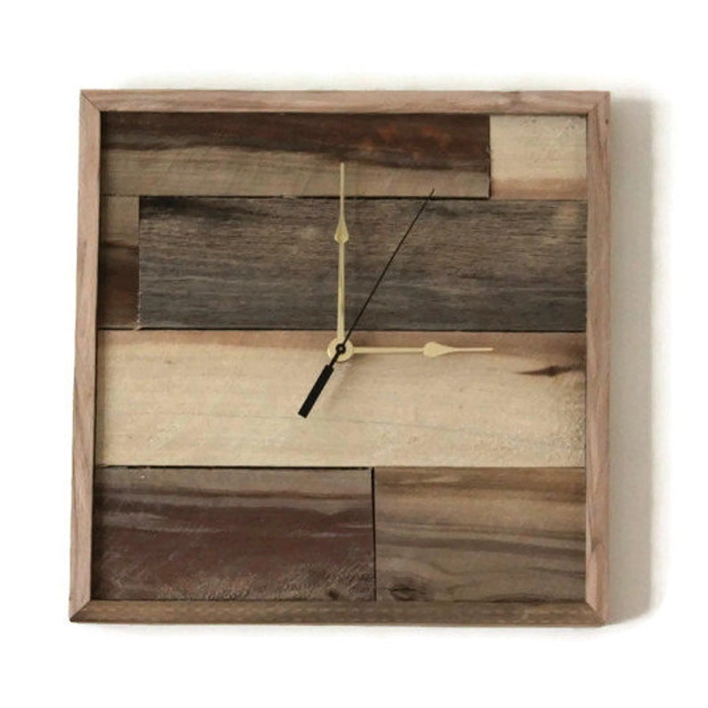 Rustic Wall Clock Square Wall clock Reclaimed Wood Clock Etsy