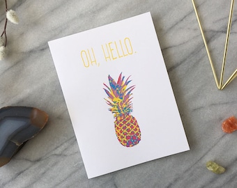 Pineapple Note Card Thank-you Card Friendship Card Appreciation Stationery Greeting Card Pineapple Art Greeting Card Hello Card Any Occasion