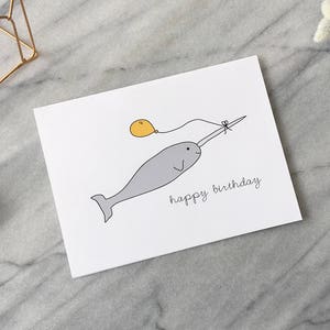 Birthday Card Narwhal Birthday Card Funny Birthday Card All Ages Birthday Card Whale Birthday Card Child Birthday Card Ocean Birthday Card
