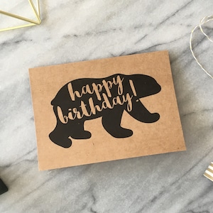 Carte d’anniversaire Carte d’ours polaire Joyeux anniversaire Carte de vœux Kraft Carte de vœux Arctic Animal Card Tous âges Carte d’anniversaire Unisexe Anniversaire