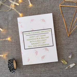 Cartão de Natal Anti-Natal, Cartão de Natal Atrevido, Cartão de Natal Engraçado, Cartão de Natal Irônico, Cartão de Natal Adulto, Cartão de Festas Engraçado