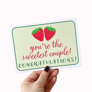 Carte de mariage, Carte de voeux de fiançailles aux fraises, Cadeau de mariage, Cadeau de fiançailles, Cadeau d'anniversaire, Carte de félicitations pour le couple le plus adorable