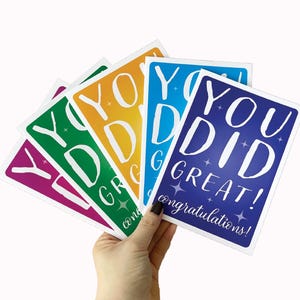 Carte de félicitations You Did Great, carte de félicitations pour tous les âges, cadeau de remise des diplômes, carte de voeux de célébration colorée