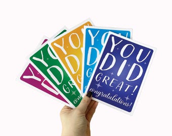 Carte de félicitations You Did Great, carte de félicitations pour tous les âges, cadeau de remise des diplômes, carte de voeux de célébration colorée