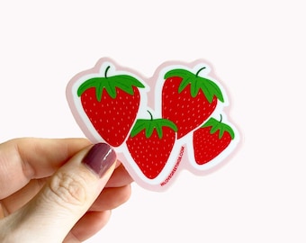 Strawberry Vinyl Sticker, Waterproof Decal