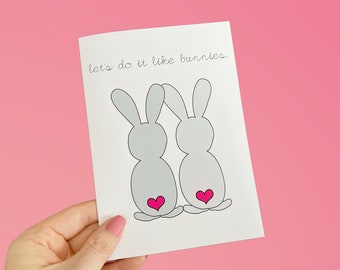 Funny Bunnies Easter Card, Love Greeting